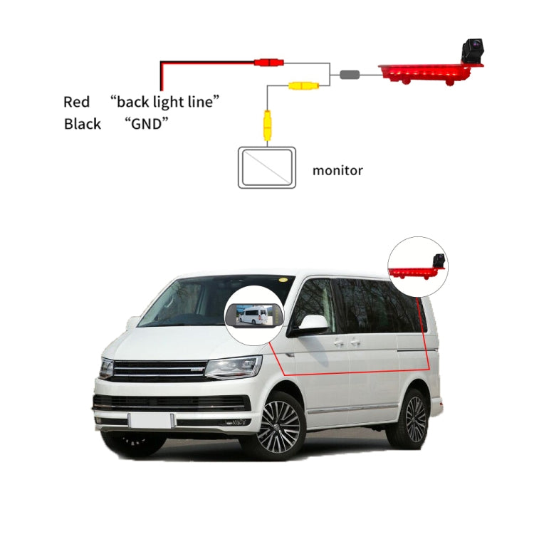 PZ470 Car Waterproof 170 Degree Brake Light View Camera for Volkswagen T5 / T6 2010-2017 - In Car by buy2fix | Online Shopping UK | buy2fix