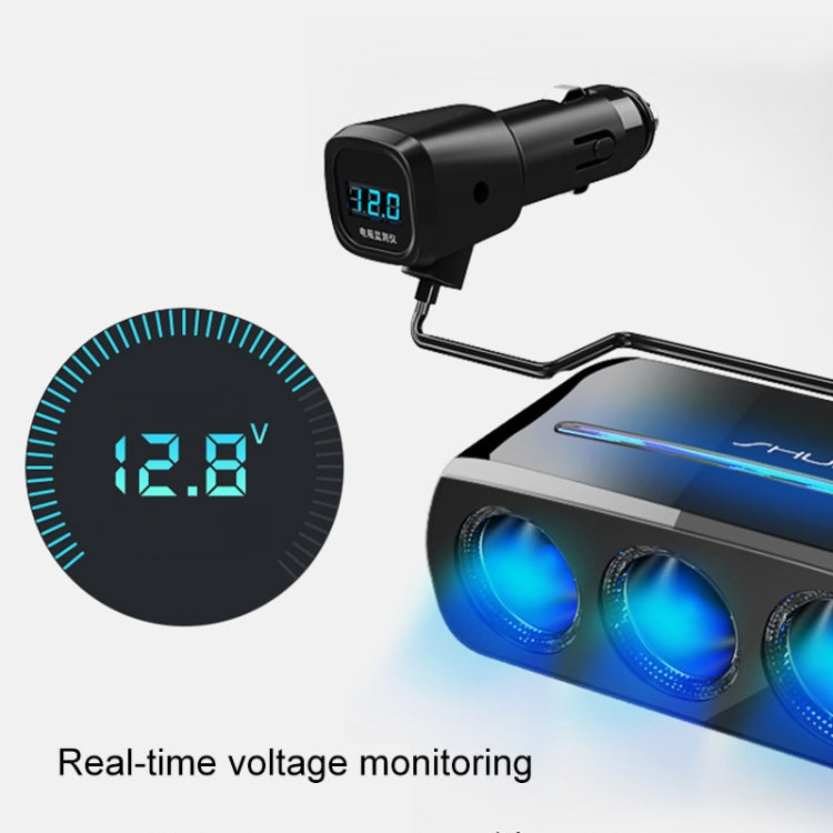 SHUNWEI SD-1939D 120W QC3.0 Car 3 in 1 Dual USB Charger Cigarette Lighter - Cigar Socket by SHUNWEI | Online Shopping UK | buy2fix