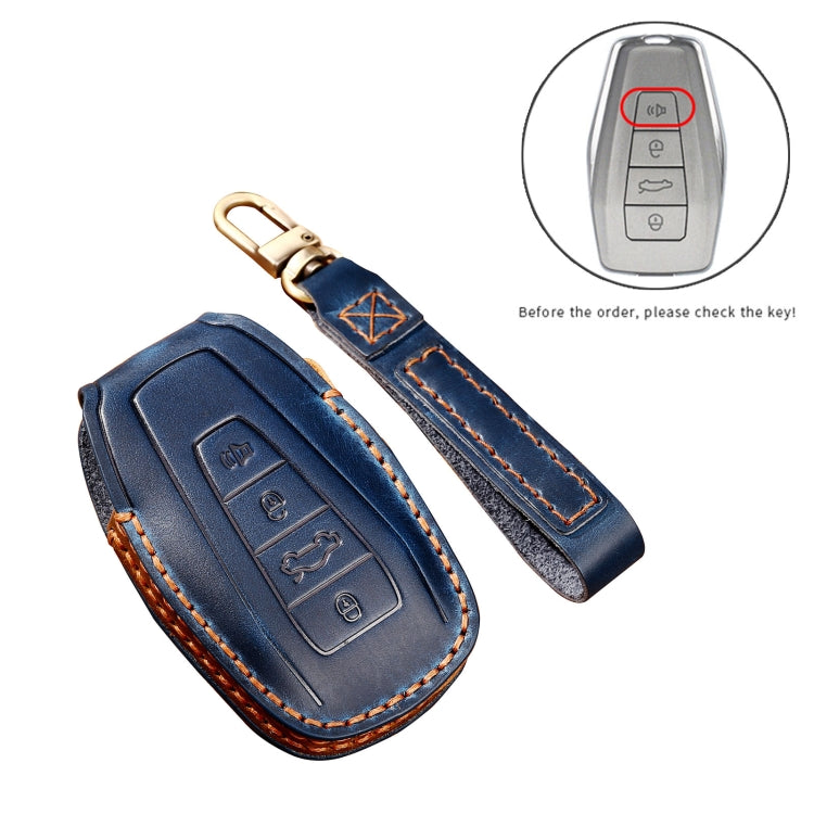 Hallmo Car Cowhide Leather Key Protective Cover Key Case for Geely Emgrand C Style(Brown) - Car Key Cases by Hallmo | Online Shopping UK | buy2fix