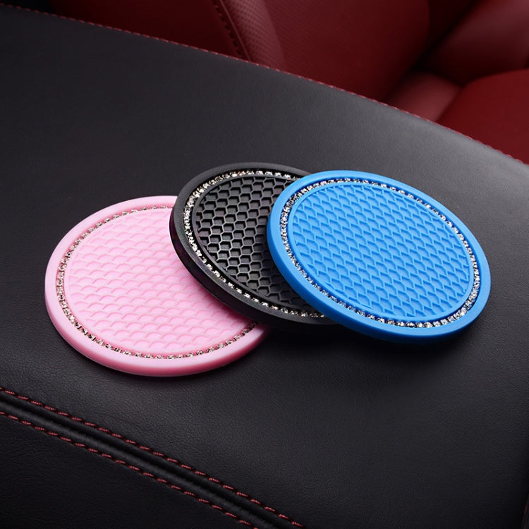 2 PCS Car Diamond Anti-skid Soft Rubber Water Cup Mat(Blue) - In Car by buy2fix | Online Shopping UK | buy2fix