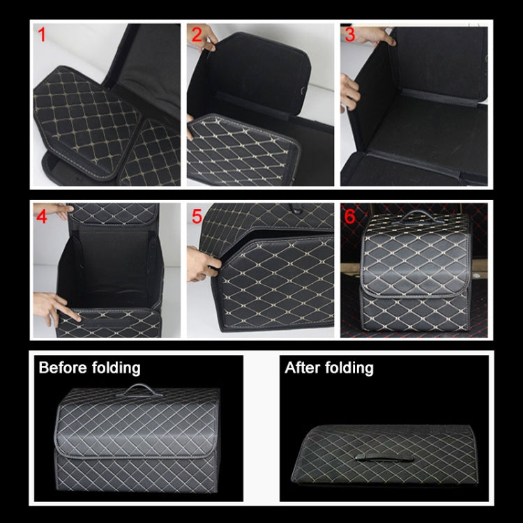 Car Trunk Foldable Storage Box, Rhombic Grid Small Size: 33 x 32 x 30cm (Black Red) - In Car by buy2fix | Online Shopping UK | buy2fix