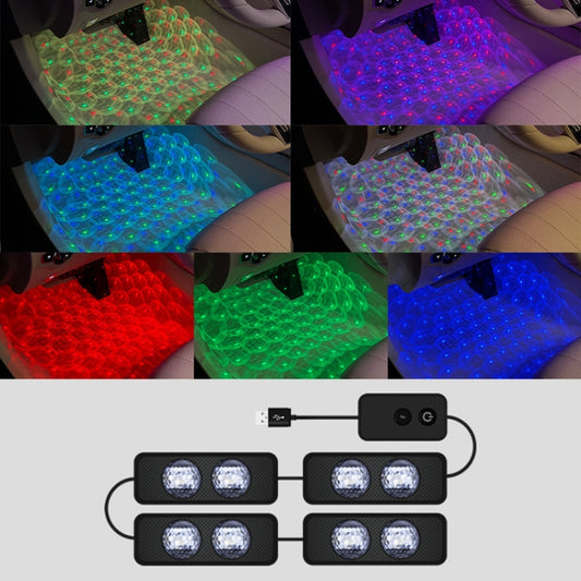 A18 Car Colorful Voice-activated RGB Foot LED Atmosphere Light, Double Light Star Version - In Car by buy2fix | Online Shopping UK | buy2fix