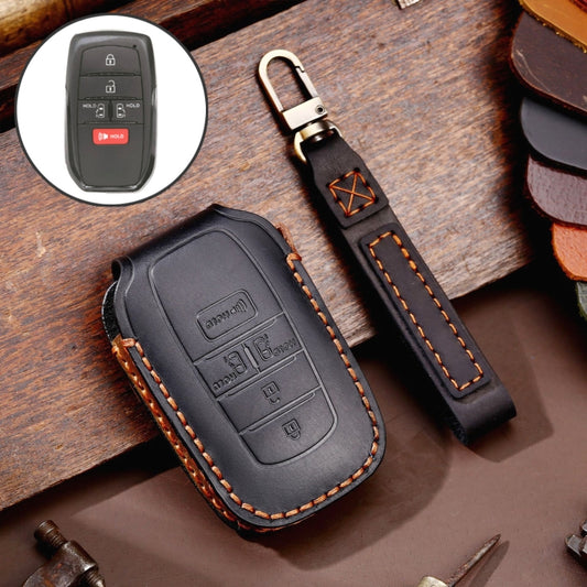 Hallmo Car Genuine Leather Key Protective Cover for Toyota Sienna 5-button (Black) - In Car by buy2fix | Online Shopping UK | buy2fix