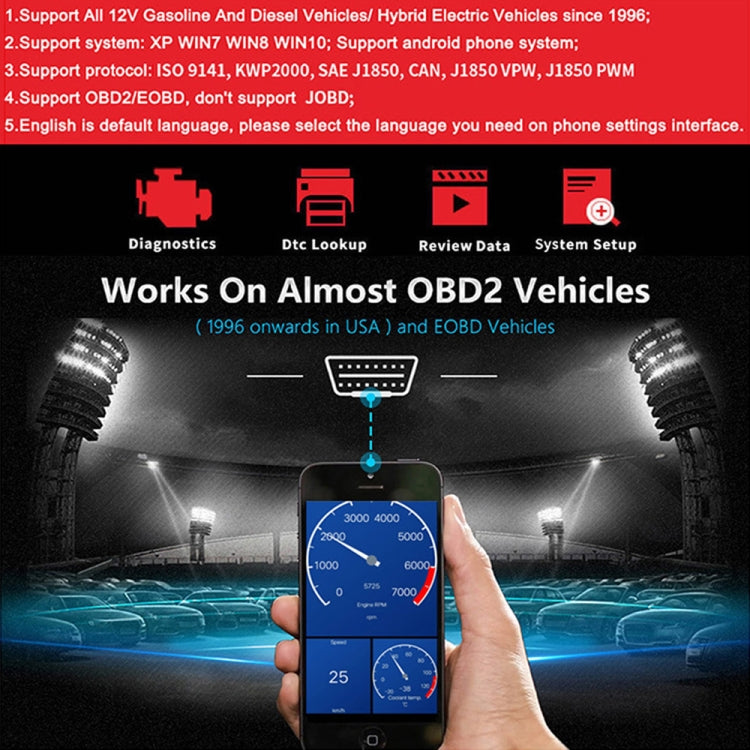 KONNWEI KW901 Android Phone OBD2 Car Bluetooth 5.0 Diagnostic Scan Tools(Black) - In Car by KONNWEI | Online Shopping UK | buy2fix