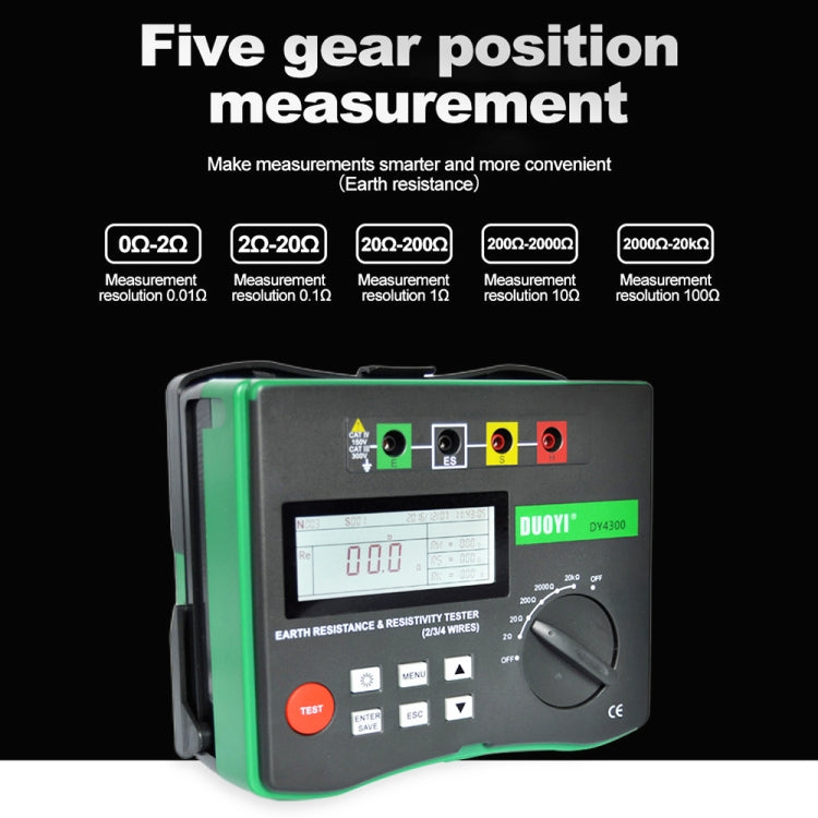 DUOYI DY4300 Higher Accuracy Digital Ground Resistance Tester - Electronic Test by DUOYI | Online Shopping UK | buy2fix