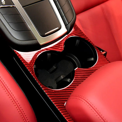 Car Carbon Fiber Water Cup Holder Panel Decorative Sticker for Porsche Macan 2014-2021, Left and Right Drive Universal (Red) - In Car by buy2fix | Online Shopping UK | buy2fix