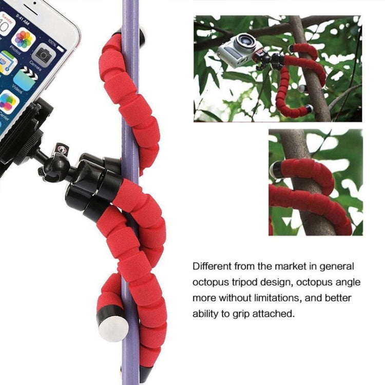 Mini Octopus Flexible Foam Tripod Holder with Phone Clamp & Remote Control (Red) - Consumer Electronics by buy2fix | Online Shopping UK | buy2fix