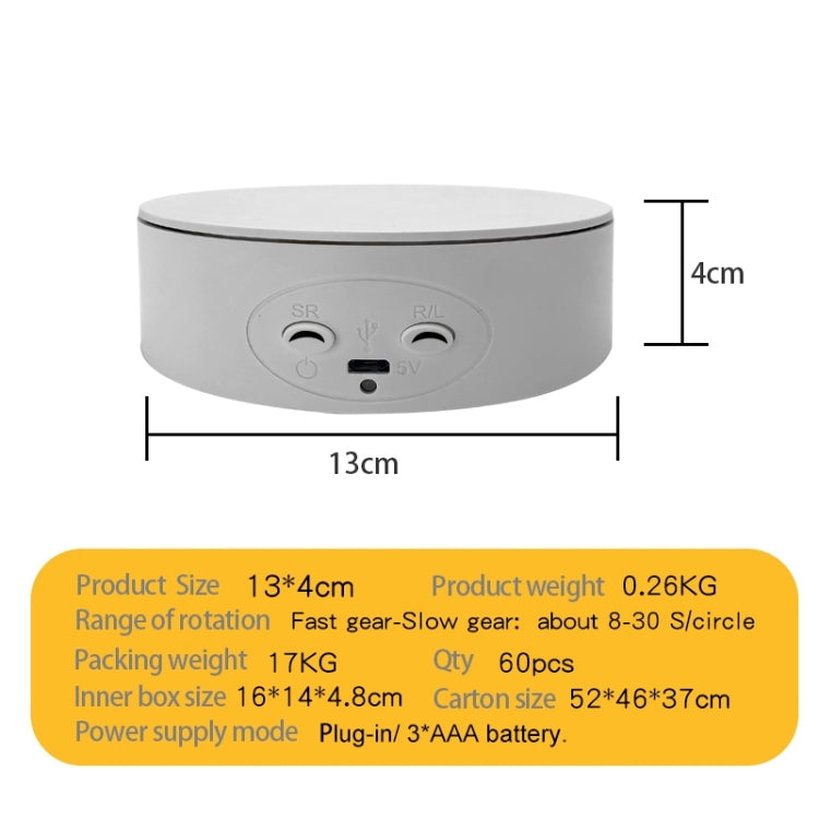 13cm Xiaoai Electric Rotating Turntable Display Stand Video Shooting Props Turntable (White) - Camera Accessories by buy2fix | Online Shopping UK | buy2fix