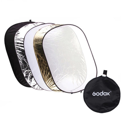 Godox FT05-1 60 x 90cm 5-in-1 Silver / Soft / Gold / White / Black Oval Folding Reflector Board -  by Godox | Online Shopping UK | buy2fix