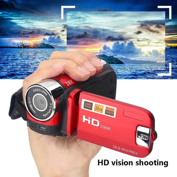 16X Digital Zoom HD 16 Million Pixel Home Travel DV Camera, UK Plug (Red) - Consumer Electronics by buy2fix | Online Shopping UK | buy2fix