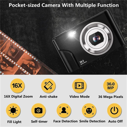 DC311 2.4 inch 36MP 16X Zoom 2.7K Full HD Digital Camera Children Card Camera, US Plug(Black) - Consumer Electronics by buy2fix | Online Shopping UK | buy2fix