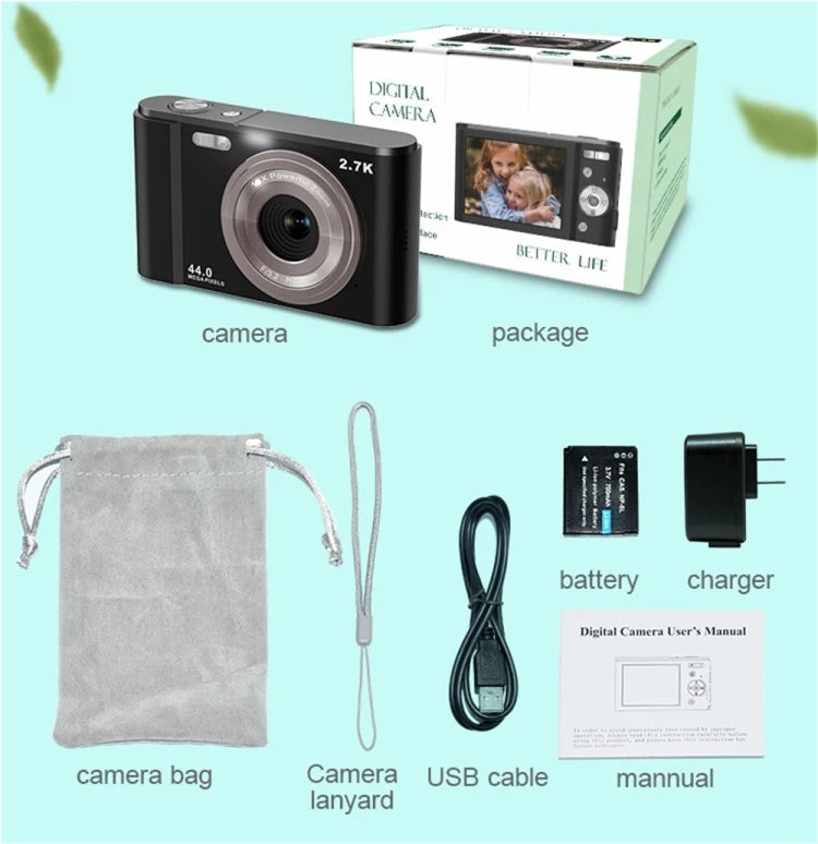 DC302 2.88 inch 44MP 16X Zoom 2.7K Full HD Digital Camera Children Card Camera, UK Plug (Green) - Consumer Electronics by buy2fix | Online Shopping UK | buy2fix