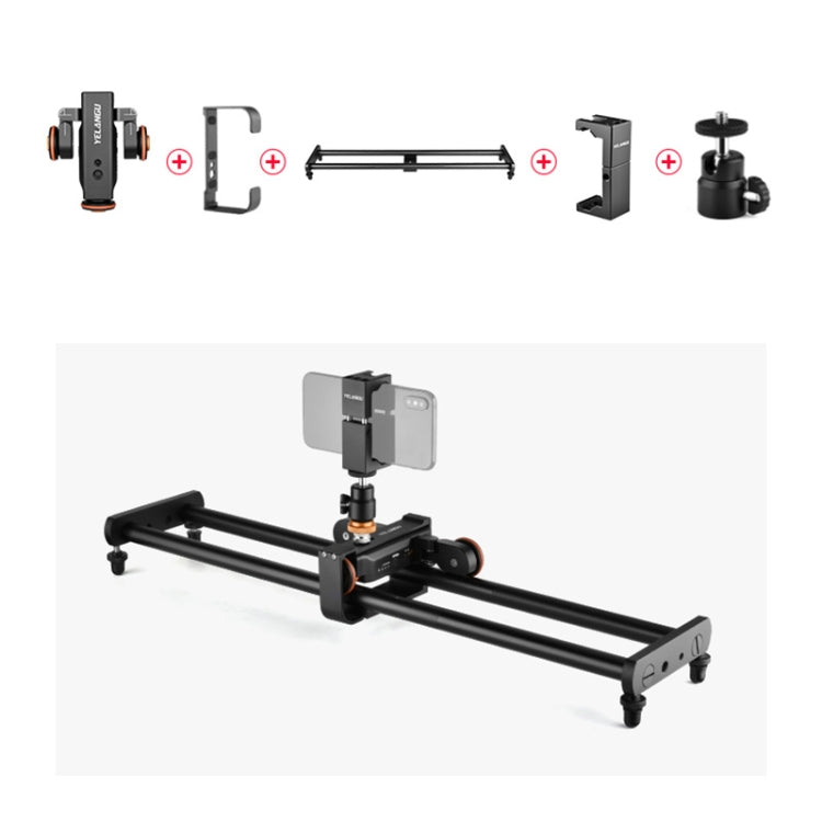 YELANGU L60E 60cm Slide Rail Track + L4 3-Wheel Video Dolly with Phone Clamp & Ballhead - Camera Slider by YELANGU | Online Shopping UK | buy2fix