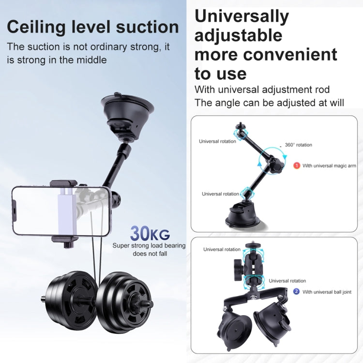 Tri-leg Suction Cup Articulating Friction Magic Arm Phone Clamp Mount (Black) - DJI & GoPro Accessories by buy2fix | Online Shopping UK | buy2fix