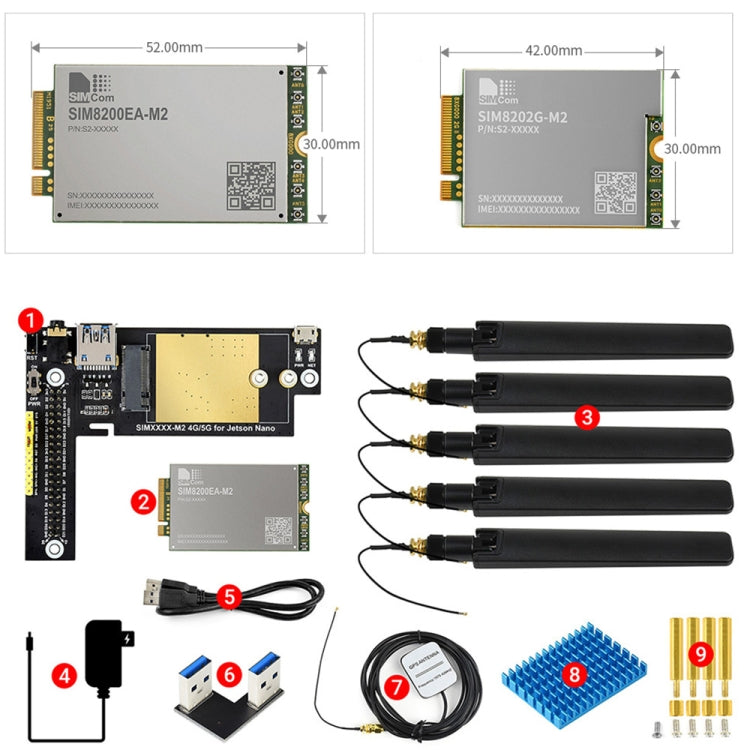 Waveshare SIM8200EA-M2 5G Snapdragon X55 Multi Mode Multi Band 5G/4G/3G Module Expand Board for Jetson Nano, EU Plug - Modules Expansions Accessories by WAVESHARE | Online Shopping UK | buy2fix