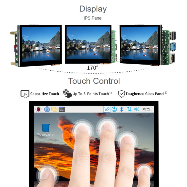 Waveshare 3.5 inch HDMI Capacitive Touch IPS LCD Display (E), 640 x 480, Audio Jack - Consumer Electronics by WAVESHARE | Online Shopping UK | buy2fix