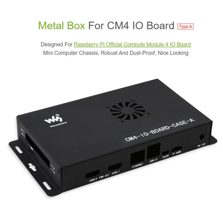 Waveshare Metal Box A for Raspberry Pi CM4 IO Board, with Cooling Fan - Modules Expansions Accessories by WAVESHARE | Online Shopping UK | buy2fix