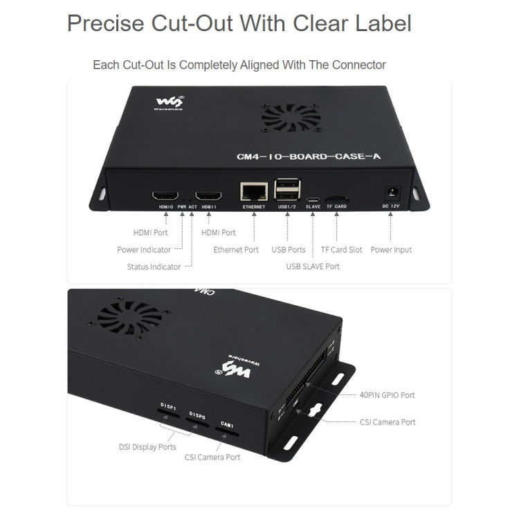 Waveshare Metal Box A for Raspberry Pi CM4 IO Board, with Cooling Fan - Modules Expansions Accessories by WAVESHARE | Online Shopping UK | buy2fix