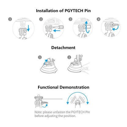 PGYTECH P-GM-132 Action Camera Suction Cup Phone Holder for DJI Osmo Action & GoPro 8/7(Silver) - Mount & Holder by PGYTECH | Online Shopping UK | buy2fix