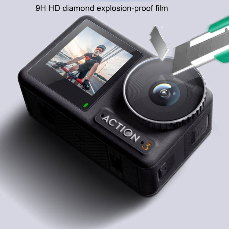 For DJI Osmo Action 3 3-in-1 Lens Front and Back Screen Diamond Explosion-proof Film - Protective Film & Stickers by buy2fix | Online Shopping UK | buy2fix