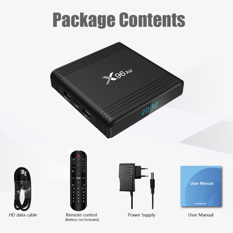 X96 Air 8K Smart TV BOX Android 9.0 Media Player with Remote Control, Quad-core Amlogic S905X3, RAM: 2GB, ROM: 16GB, Dual Band WiFi, US Plug - Consumer Electronics by buy2fix | Online Shopping UK | buy2fix