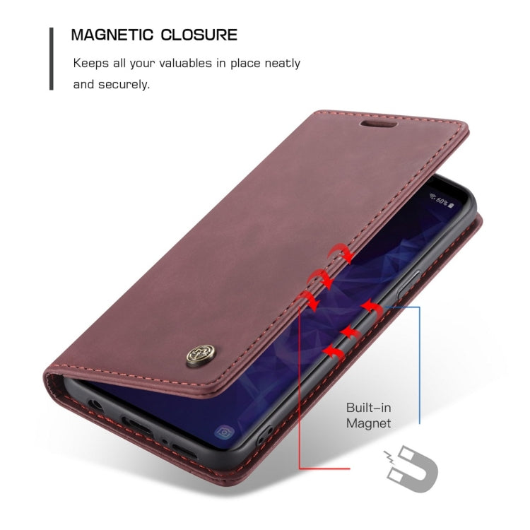 CaseMe-013 Multifunctional Retro Frosted Horizontal Flip Leather Case with Card Slot & Holder & Wallet for Galaxy S9(Wine Red) - Galaxy Phone Cases by CaseMe | Online Shopping UK | buy2fix