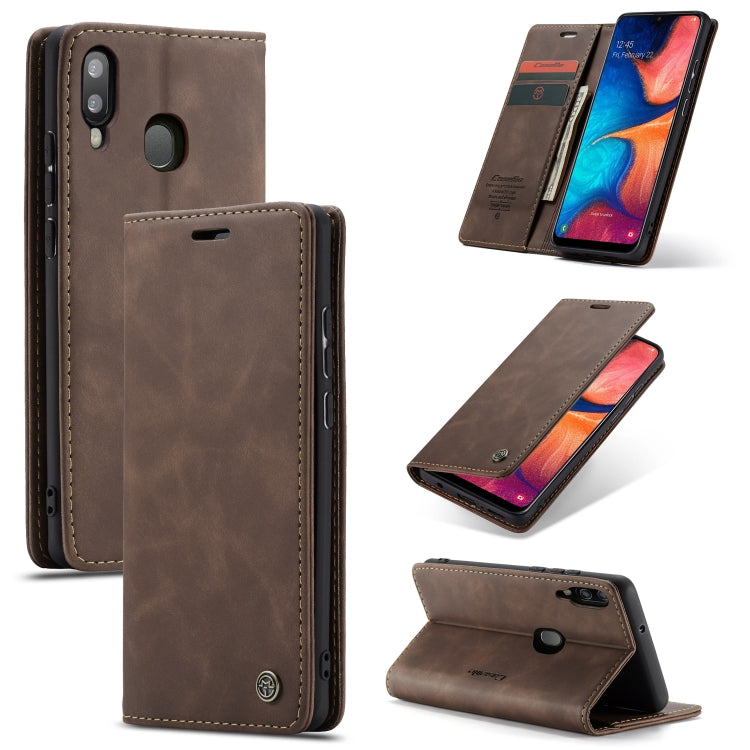 CaseMe-013 Multi-functional Retro Frosted Horizontal Flip Leather Case with Card Slot & Holder & Wallet For Galaxy A20e(Coffee) - Galaxy Phone Cases by CaseMe | Online Shopping UK | buy2fix