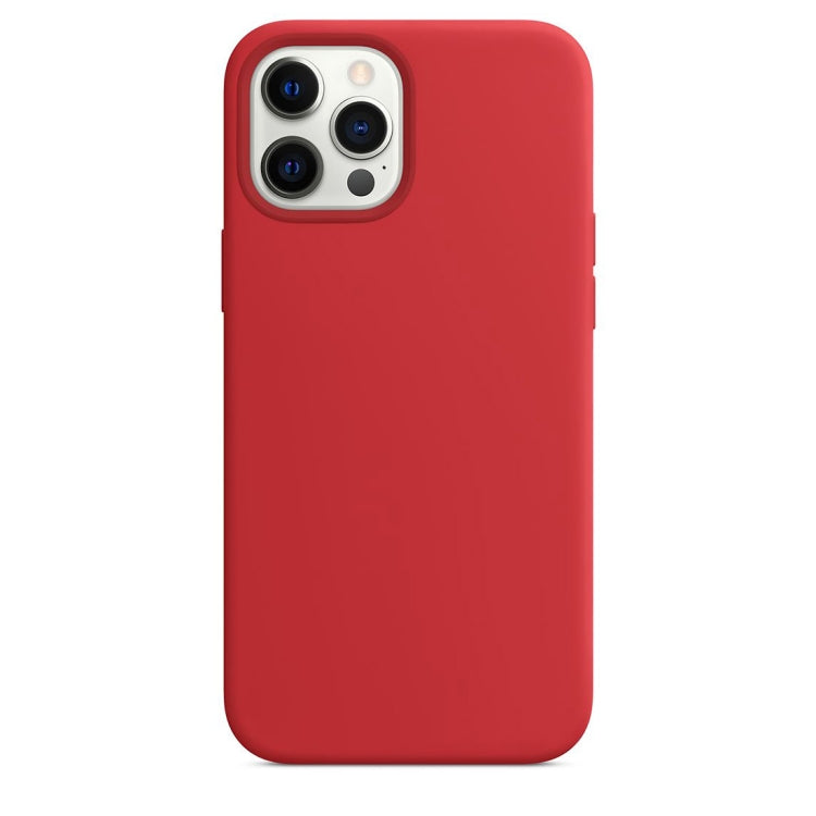 For iPhone 12 Pro Max Magnetic Liquid Silicone Full Coverage Shockproof Magsafe Case with Magsafe Charging Magnet(Red) - Apple Accessories by buy2fix | Online Shopping UK | buy2fix