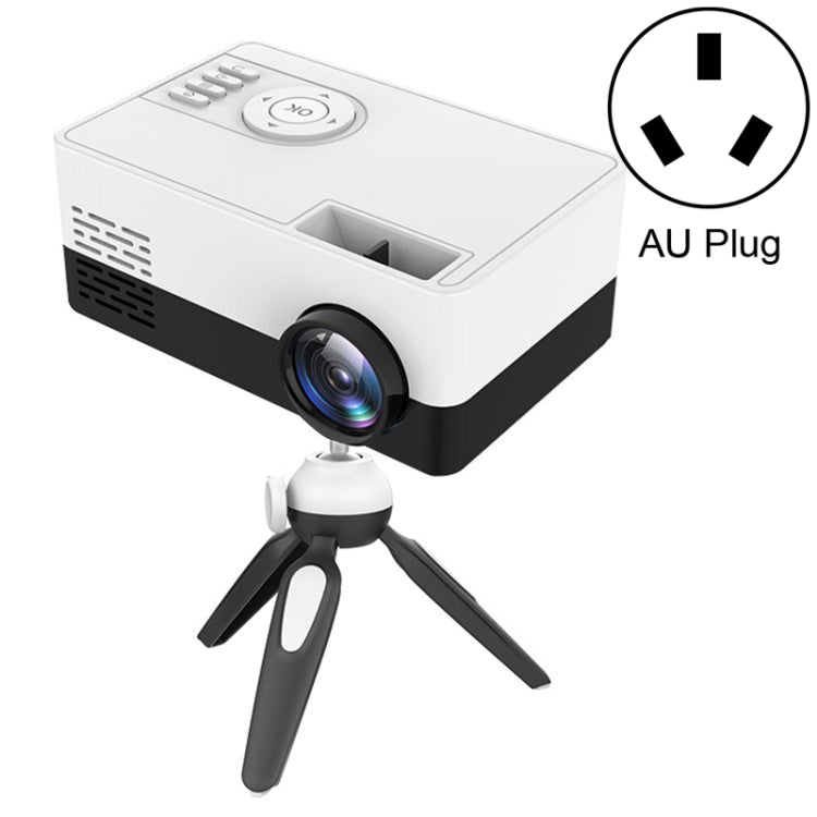 J15 1920 x 1080P HD Household Mini LED Projector with Tripod Mount Support AV / HDMI x 1 / USB x1 / TF x 1, Plug Type:AU Plug(Black White) - Mini Projector by buy2fix | Online Shopping UK | buy2fix