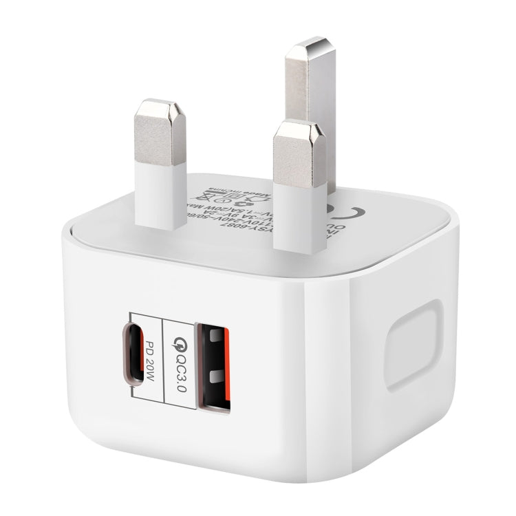 YSY-6087 20W PD + QC 3.0 Dual Ports Travel Charger Power Adapter, UK Plug - Apple Accessories by buy2fix | Online Shopping UK | buy2fix