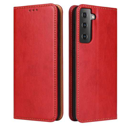 For Samsung Galaxy S21+ 5G Fierre Shann PU Genuine Leather Texture Horizontal Flip Leather Case with Holder & Card Slots & Wallet(Red) - Galaxy S21+ 5G Cases by FIERRE SHANN | Online Shopping UK | buy2fix