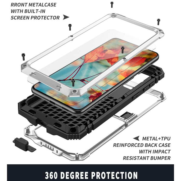 For Samsung Galaxy S21+ 5G R-JUST Shockproof Waterproof Dust-proof Metal + Silicone Protective Case with Holder(Silver) - Galaxy S21+ 5G Cases by R-JUST | Online Shopping UK | buy2fix