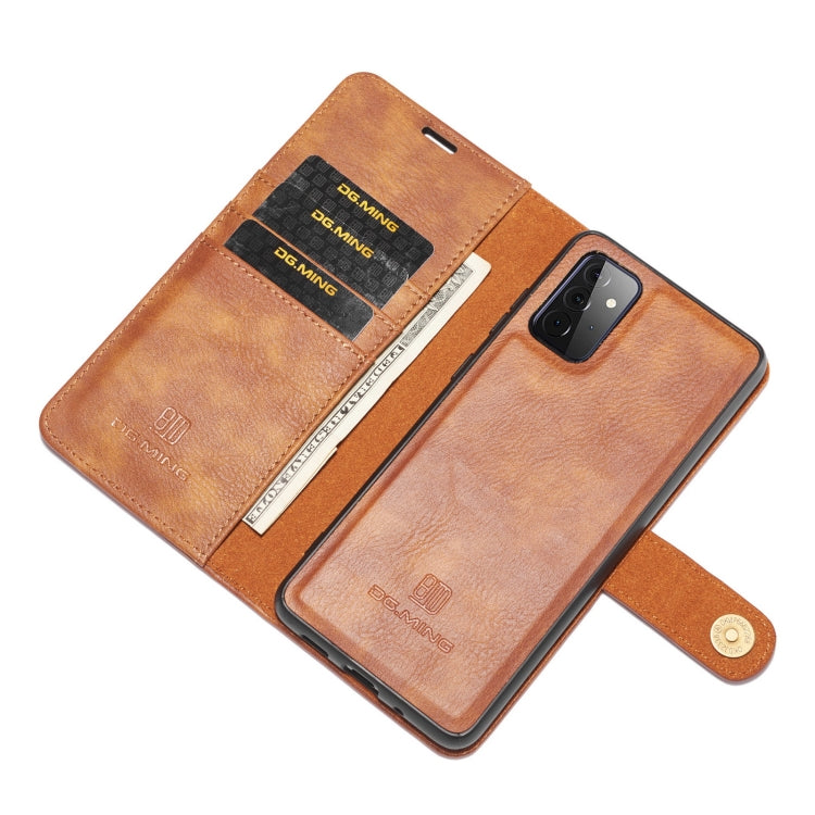 For Samsung Galaxy A72 5G / 4G DG.MING Crazy Horse Texture Flip Detachable Magnetic Leather Case with Holder & Card Slots & Wallet(Brown) - Galaxy Phone Cases by DG.MING | Online Shopping UK | buy2fix