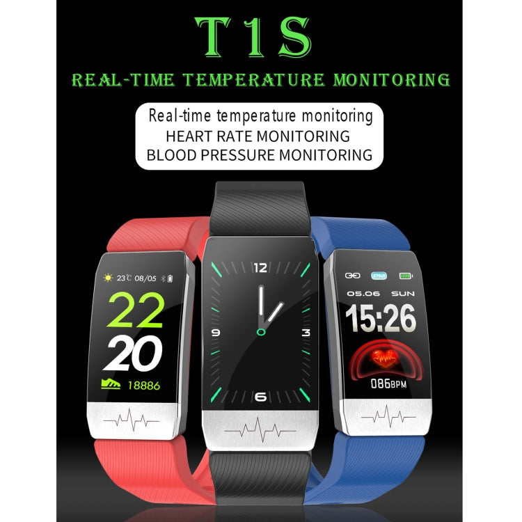 T1S 1.14 inch Screen IP67 Waterproof Smart Bracelet, Support Blood Oxygen Monitoring / Body Temperature Monitoring / Heart Rate Monitoring(Black) - Smart Wear by buy2fix | Online Shopping UK | buy2fix