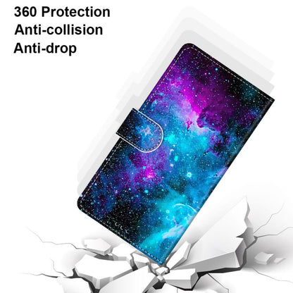 For Samsung Galaxy A12 / M12 Coloured Drawing Cross Texture Horizontal Flip PU Leather Case with Holder & Card Slots & Wallet & Lanyard(Purple Green Starry Sky) - Samsung Accessories by buy2fix | Online Shopping UK | buy2fix