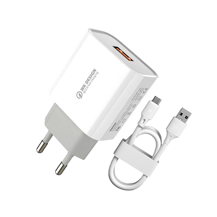 WK WP-U57 18W Speed QC3.0 Fast Charger + USB to Type-C / USB-C Data Cable, Plug Type:EU Plug - USB Charger by WK | Online Shopping UK | buy2fix