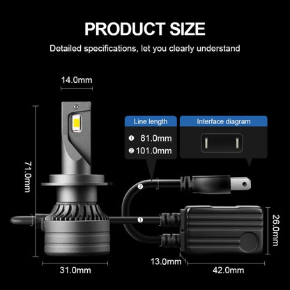 P1 H7 2 PCS DC9-36V / 30W / 6000K / 10000LM IP68 Waterproof Car LED Headlight(Cold White Light) - In Car by buy2fix | Online Shopping UK | buy2fix