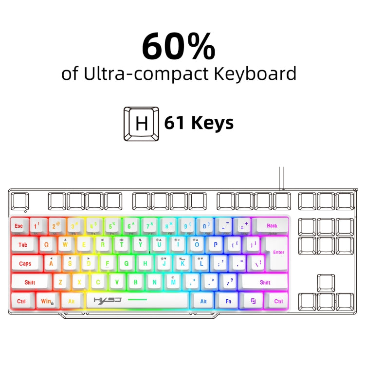 HXSJ V700 61 Keys RGB Lighting Gaming Wired Keyboard (White) - Wired Keyboard by HXSJ | Online Shopping UK | buy2fix