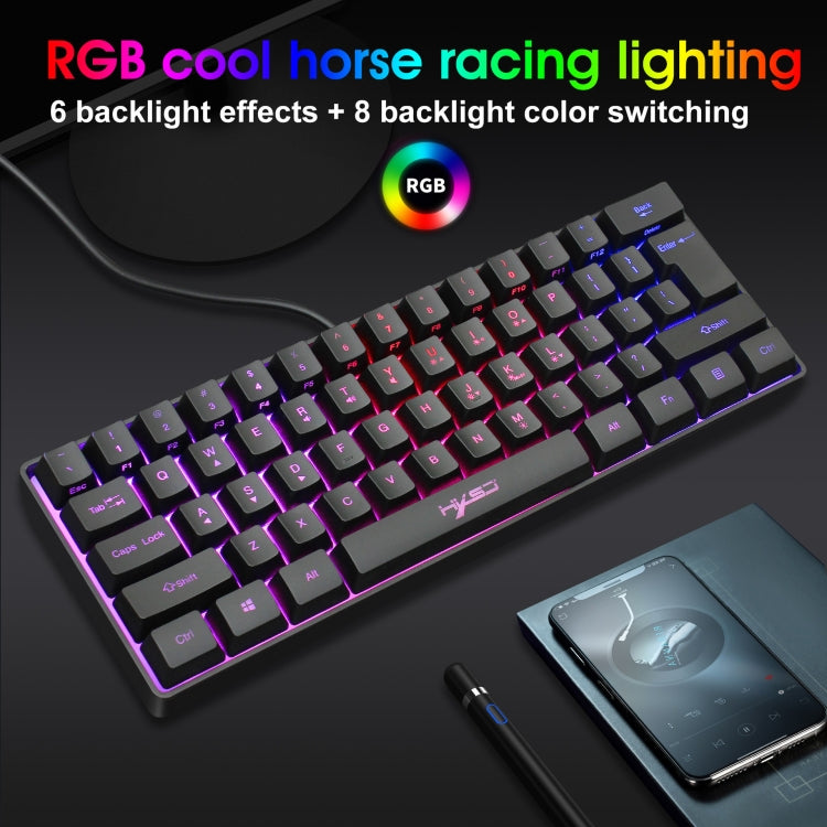 HXSJ V700 61 Keys RGB Lighting Gaming Wired Keyboard (Black) - Wired Keyboard by HXSJ | Online Shopping UK | buy2fix