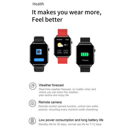 E86 1.7 inch TFT Color Screen IP68 Waterproof Smart Watch, Support Blood Oxygen Monitoring / Body Temperature Monitoring / AI Medical Diagnosis, Style: Steel Strap(Black) - Smart Wear by buy2fix | Online Shopping UK | buy2fix