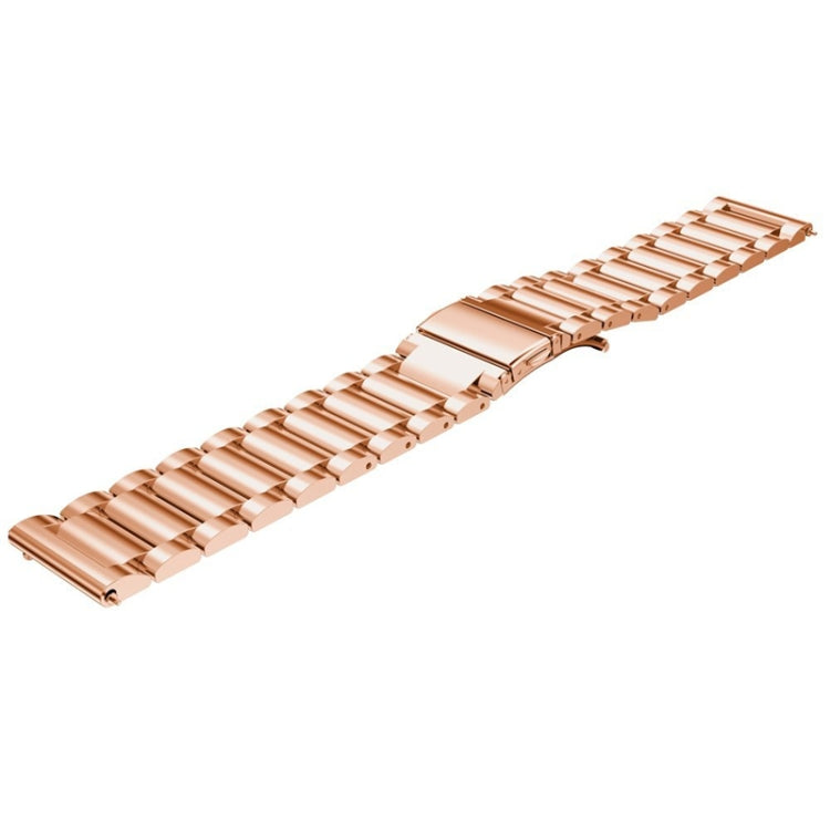 22mm Three Flat Buckle Stainless Steel Replacement Watchband for Huawei Watch GT2 Pro / Amazfit GTR 2(Rose Gold) - Smart Wear by buy2fix | Online Shopping UK | buy2fix