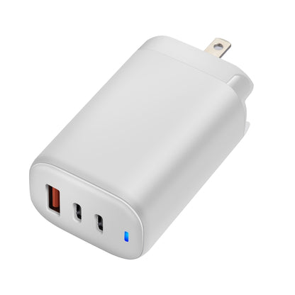 XY 65W USB + Dual USB-C / Type-C Gallium Nitride Travel Charger Set with LED Indicator & Detachable Plug, US Plug(White) - USB Charger by buy2fix | Online Shopping UK | buy2fix