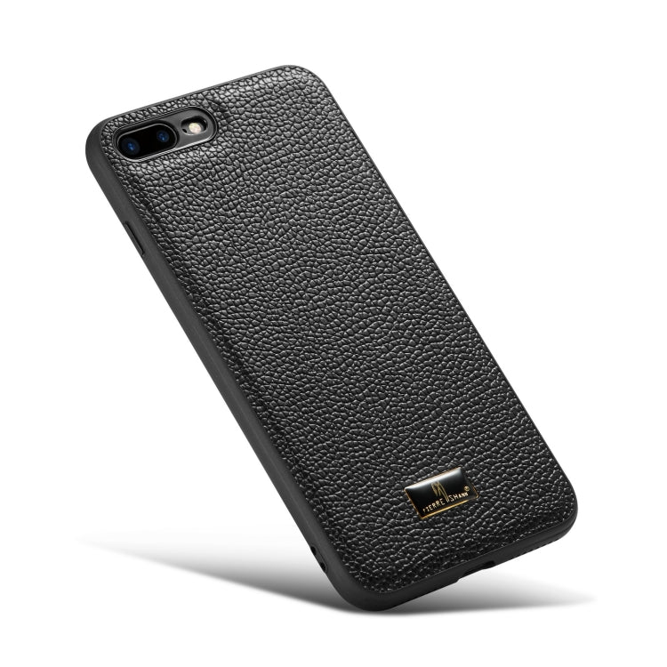 For iPhone SE 2022 / SE 2020 / 8 / 7 Fierre Shann Leather Texture Phone Back Cover Case(Lychee Black) - iPhone SE 2022 / 2020 / 8 / 7 Cases by FIERRE SHANN | Online Shopping UK | buy2fix