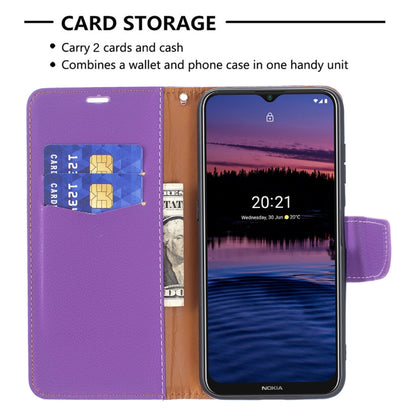 For Nokia G20 / G10 Litchi Texture Pure Color Horizontal Flip Leather Case with Holder & Card Slots & Wallet & Lanyard(Purple) - Mobile Accessories by buy2fix | Online Shopping UK | buy2fix