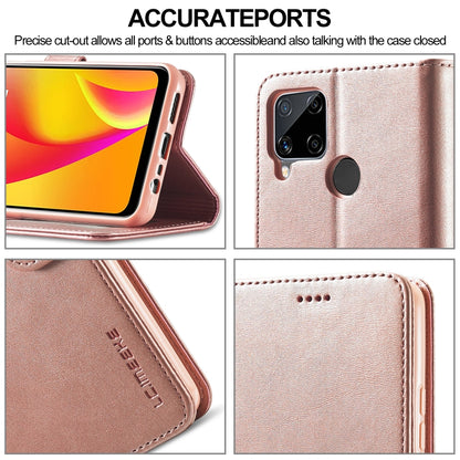 For OPPO Realme C15 / C12 / C25 LC.IMEEKE Calf Texture Horizontal Flip Leather Case, with Holder & Card Slots & Wallet(Rose Gold) - Realme Cases by LC.IMEEKE | Online Shopping UK | buy2fix