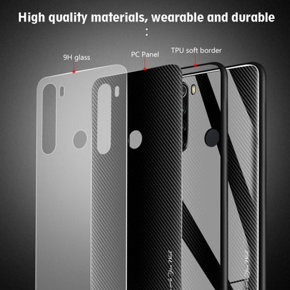 For Xiaomi Redmi Note 8 Carbon Fiber Texture Gradient Color Glass Case(Black) - Xiaomi Cases by buy2fix | Online Shopping UK | buy2fix