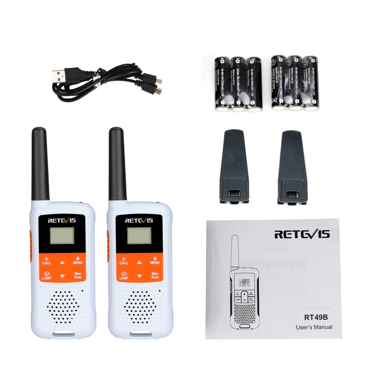 1 Pair RETEVIS RT49B 0.5W US Frequency 462.5500-467.7125MHz 22CHS FRS Two Way Radio Handheld Walkie Talkie, US Plug(White) - Handheld Walkie Talkie by RETEVIS | Online Shopping UK | buy2fix