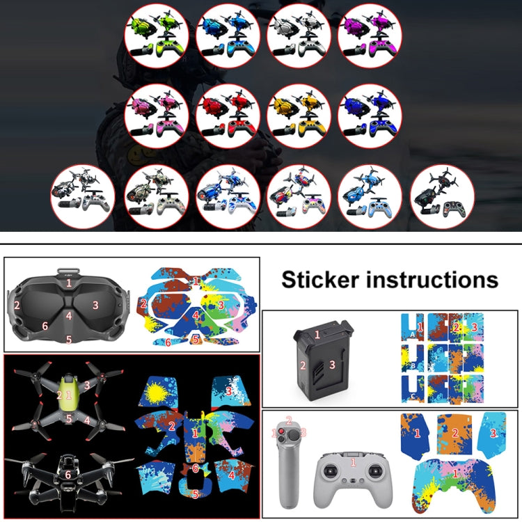 FPV-TZ-SF 4 in 1 Waterproof Anti-Scratch Decal Skin Wrap Stickers Personalized Film Kits for DJI FPV Drone & Goggles V2 & Remote Control & Rocker(Fluorescent Red) - DJI & GoPro Accessories by buy2fix | Online Shopping UK | buy2fix