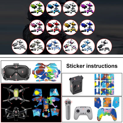 FPV-TZ-SF 4 in 1 Waterproof Anti-Scratch Decal Skin Wrap Stickers Personalized Film Kits for DJI FPV Drone & Goggles V2 & Remote Control & Rocker(Camouflage Blue) - DJI & GoPro Accessories by buy2fix | Online Shopping UK | buy2fix