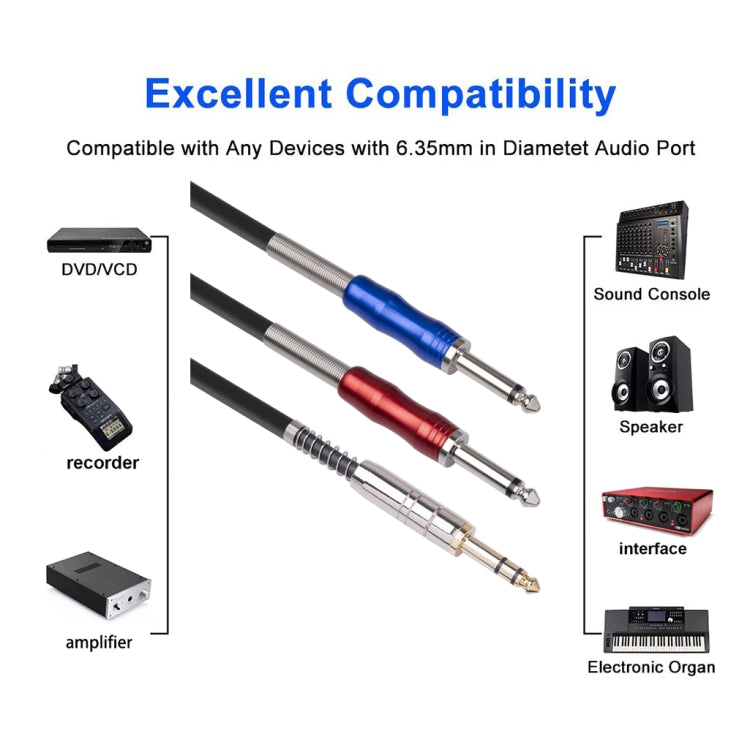 3683 3.5mm Male to Dual 6.35mm Male Audio Cable, Cable Length:3m(Black) - Aux Cable by buy2fix | Online Shopping UK | buy2fix